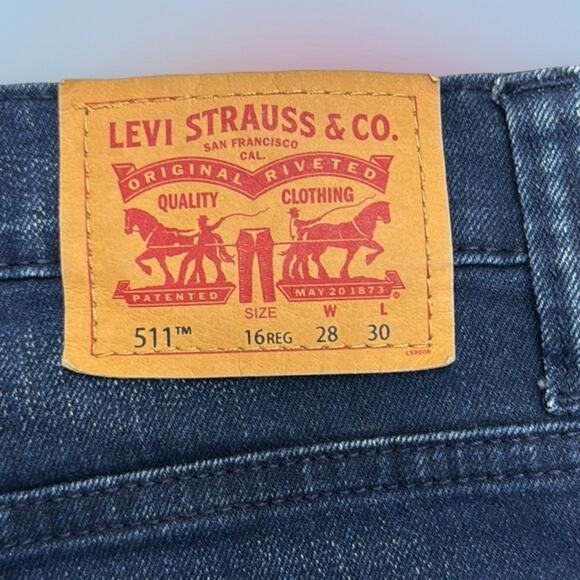LEVI’S 511 Boy’s 16 Regular (28 x 30) SLIM Blue Jeans - Picture 5 of 5